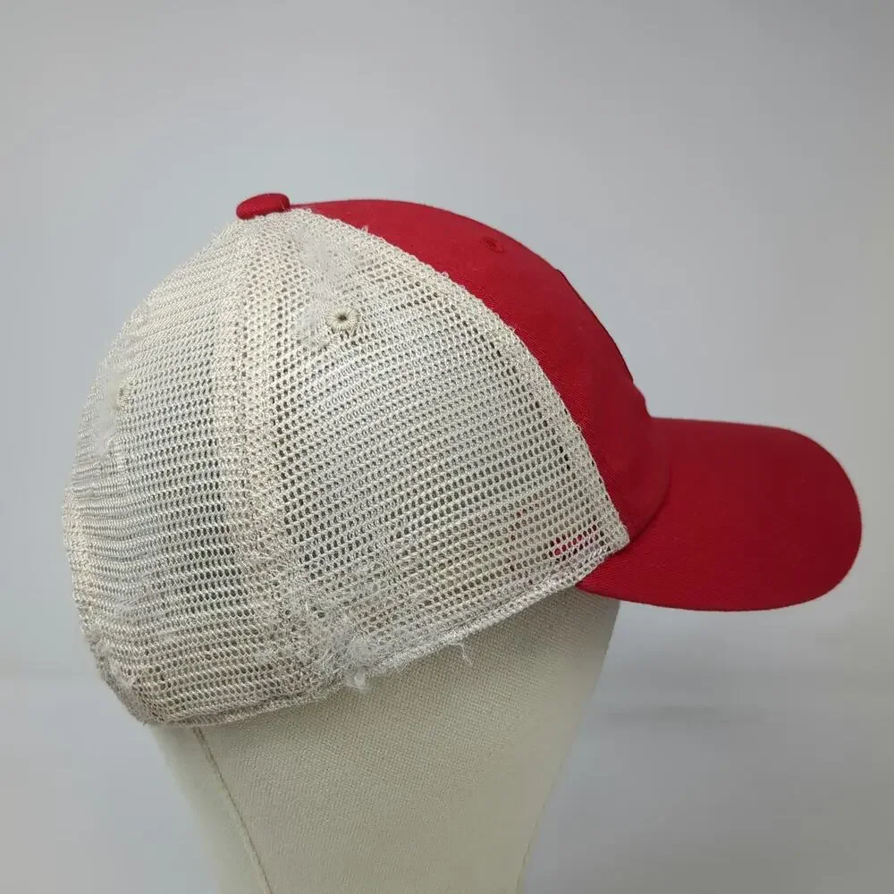 Captivating Utah Utes NCAA Red Beige One Size Snapback Patch Logo Trucker Hat